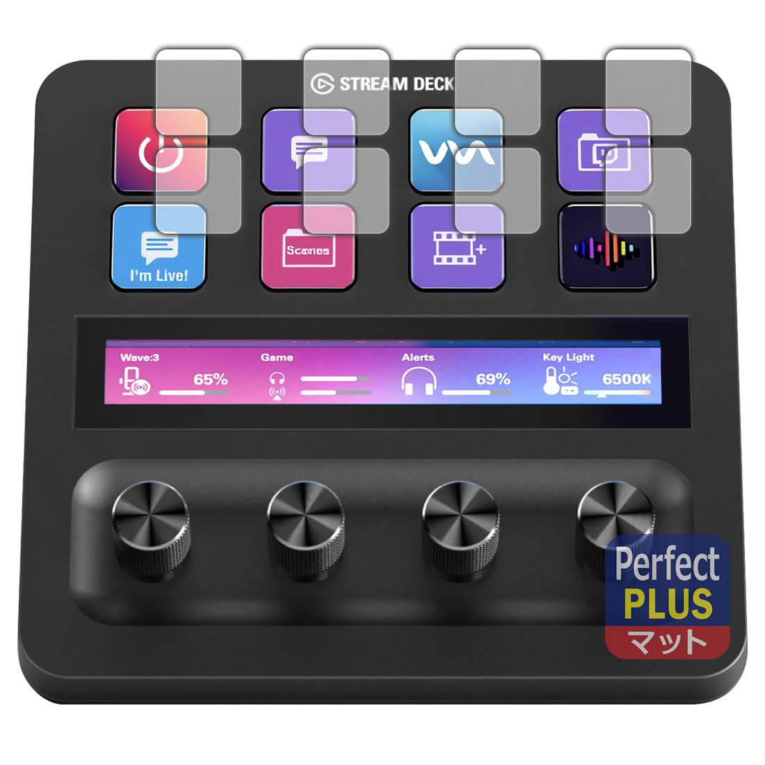 + DECK STREAM Elgato ミヤビックス 【保護フィルム付】 Deck+ Stream elgato LCDキートップ部 フィルム 保護 その他